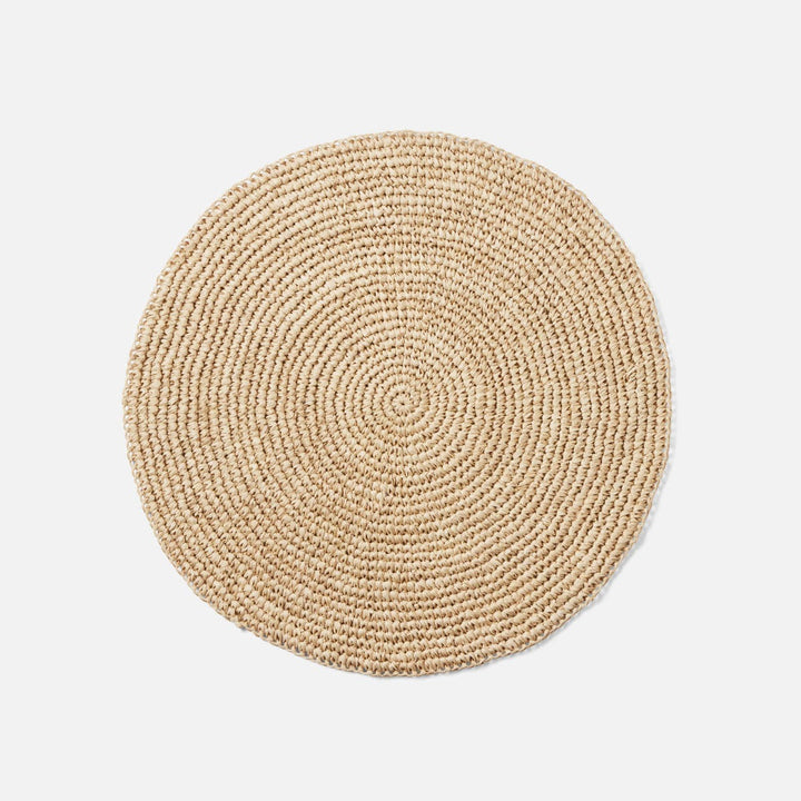Emmy Natural Crochet Round Placemat Raffia Pack/4