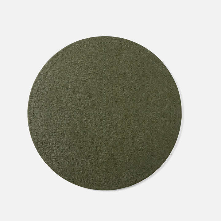 Evan Forest Green Round Placemat Full Grain Leather Pack/2