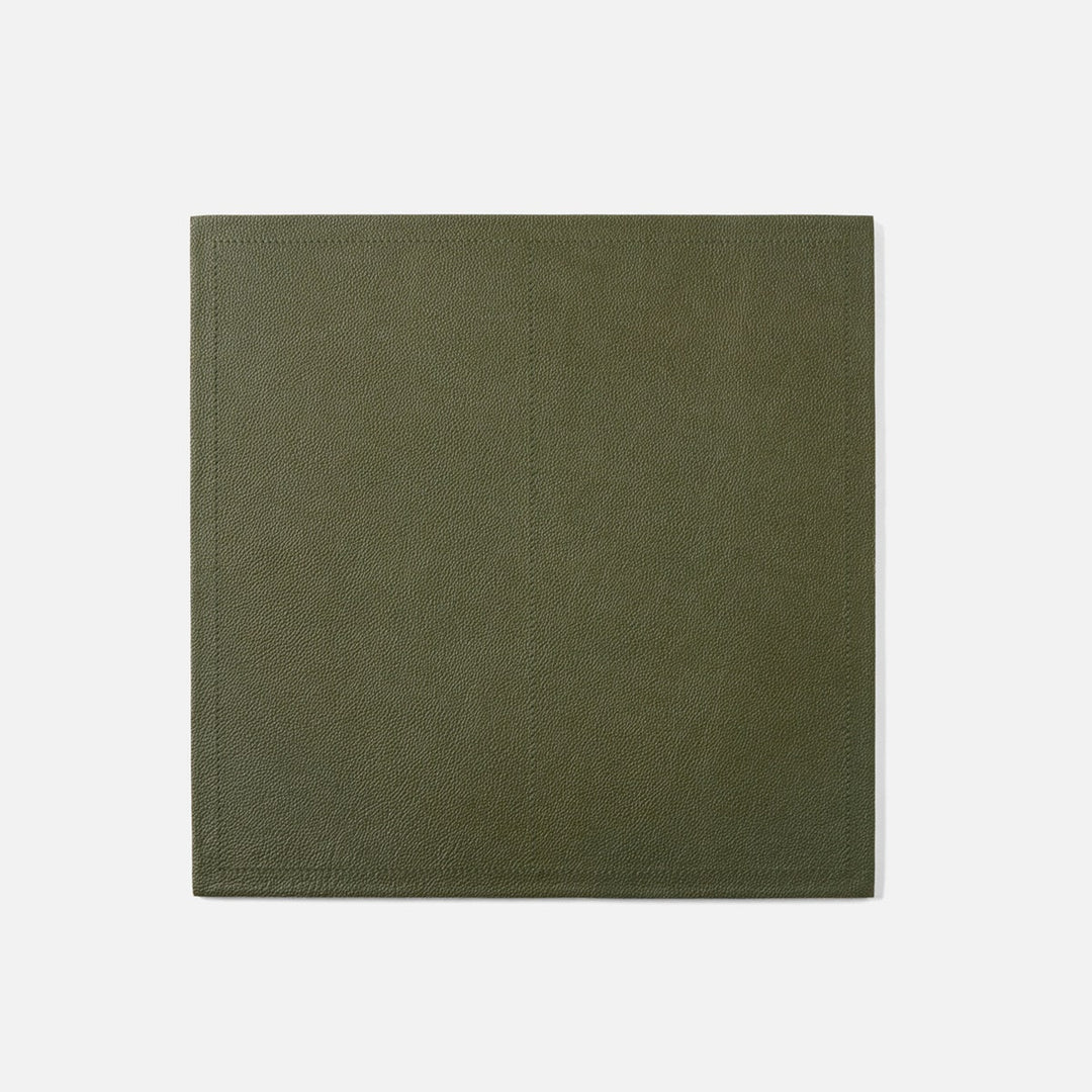Evan Forest Green Square Placemat Full Grain Leather Pack/2
