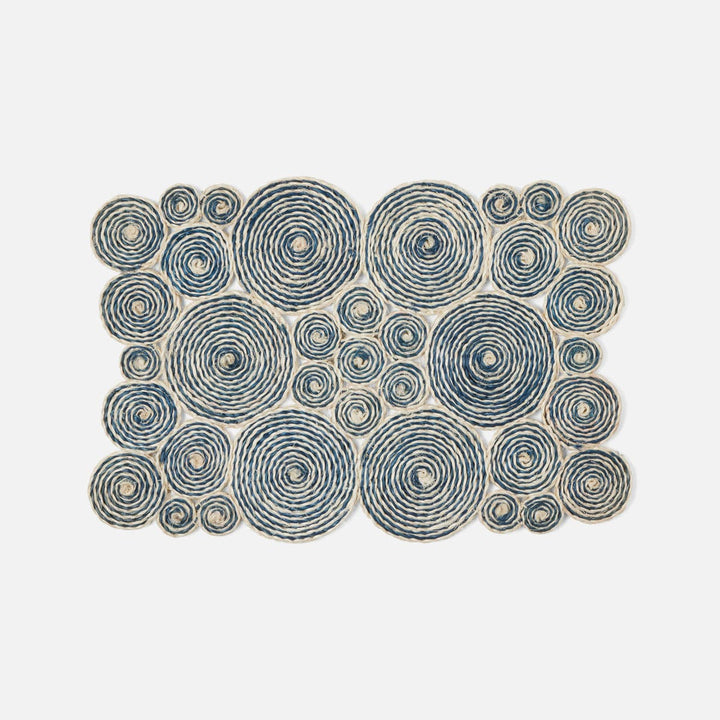 Francine Deep Blue/Bleached Rectangular Placemat Abaca Pack/4