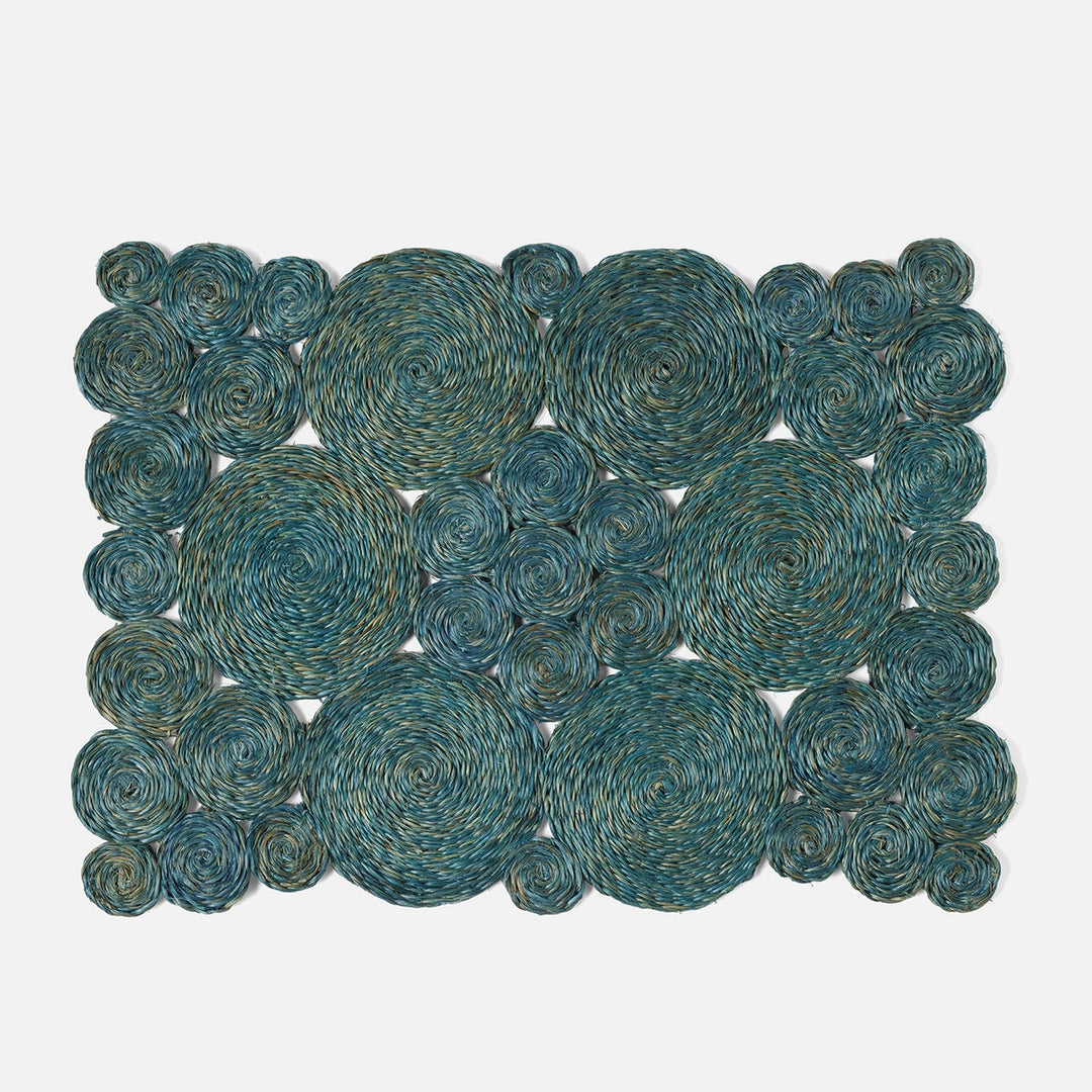 Francine Turquoise Rectangular Placemat Abaca Pack/4