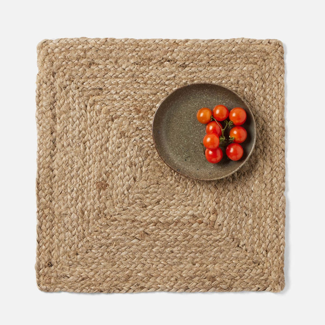Grant Dark Natural Square Placemat Jute Pack/4