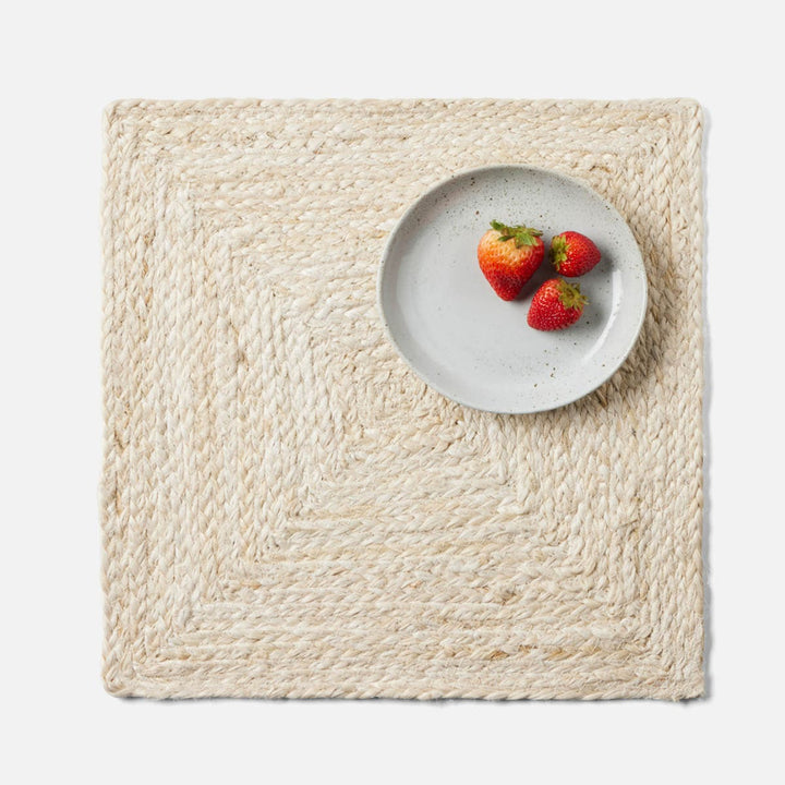 Grant Ivory Square Placemat Jute Pack/4