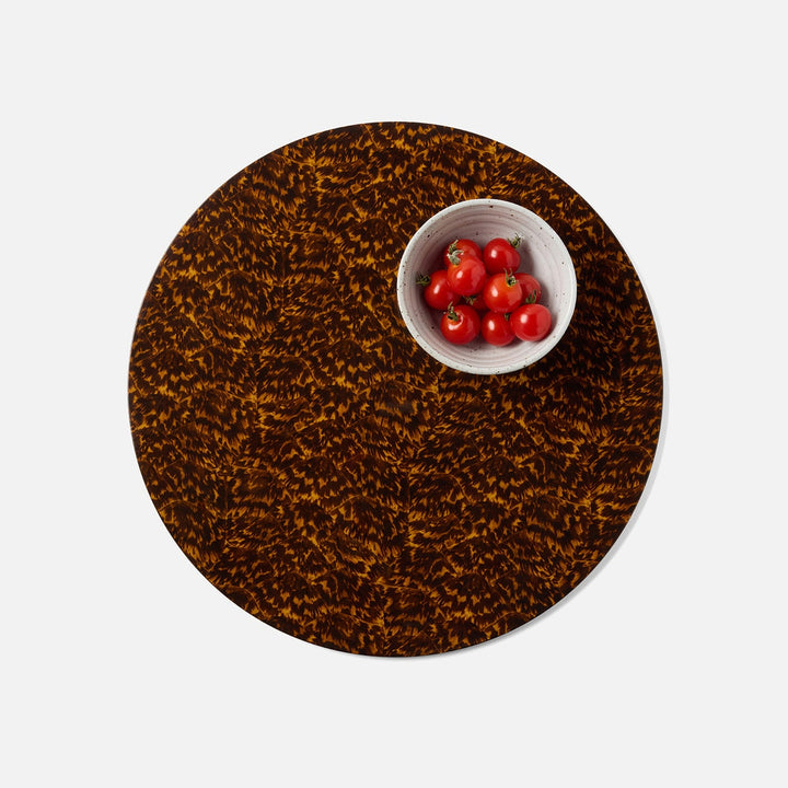 Hartley High-Gloss Round Placemat Faux Tortoise Pack/2