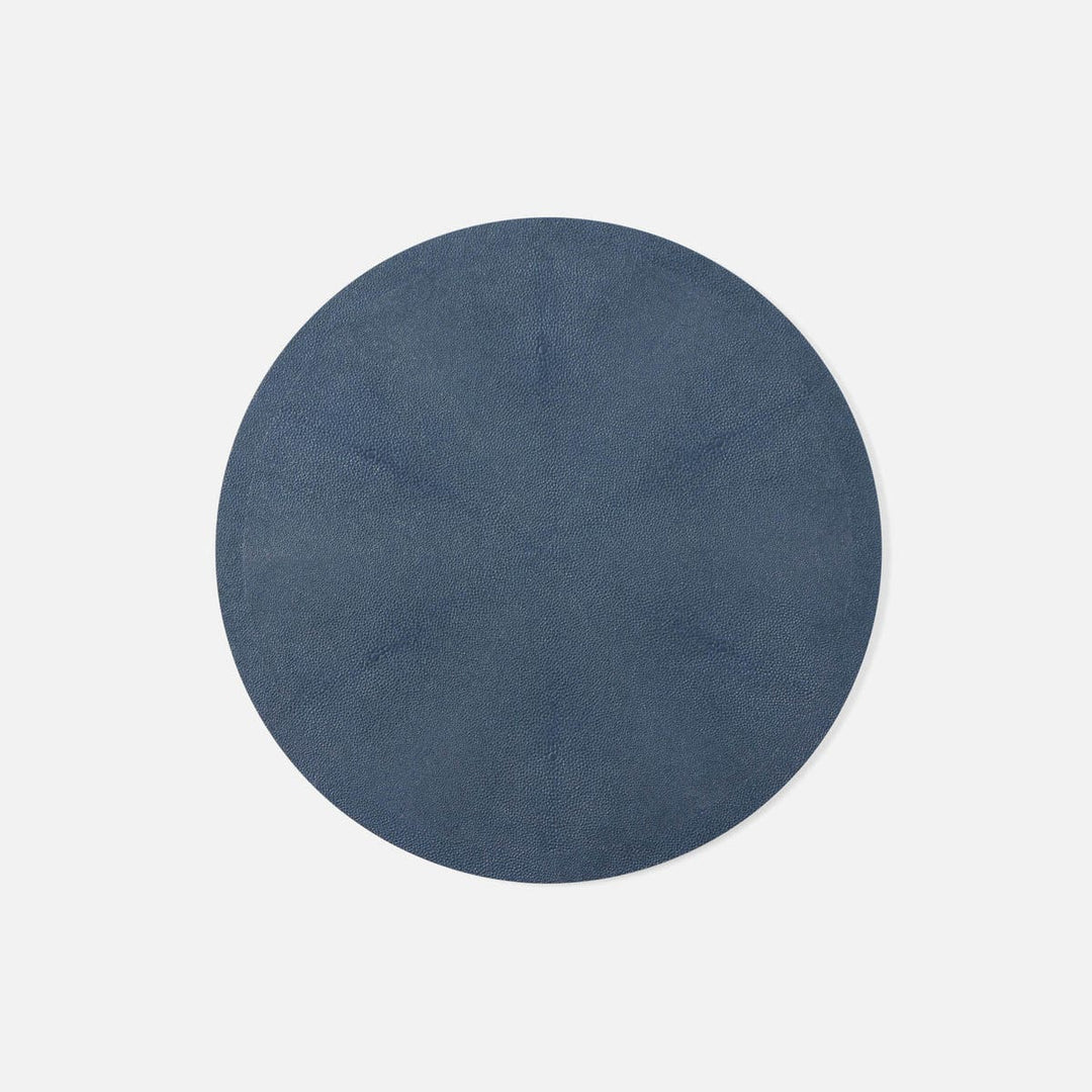 Henry Navy Round Placemat Realistic Faux Shagreen Pack/2