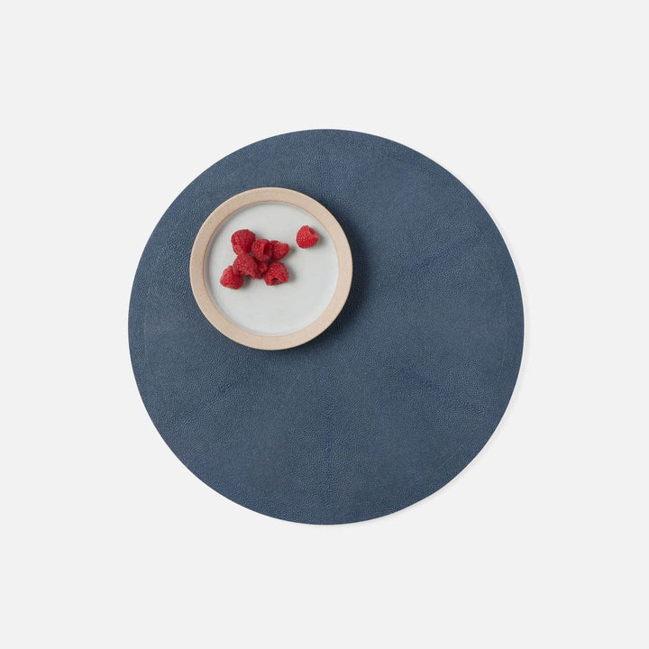 Henry Navy Round Placemat Realistic Faux Shagreen Pack/2