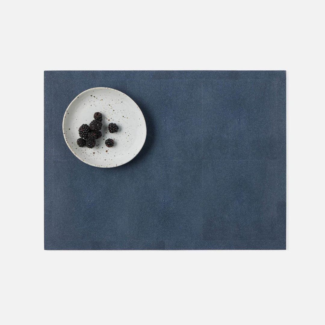 Henry Navy Rectangular Placemat Realistic Faux Shagreen Pack/2