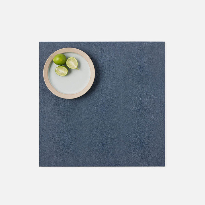 Henry Navy Square Placemat Realistic Faux Shagreen Pack/2