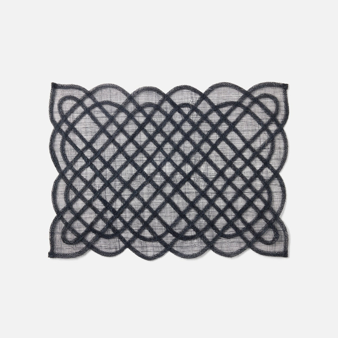 Ines Navy Woven Rectangular Placemat Abaca Pack/4