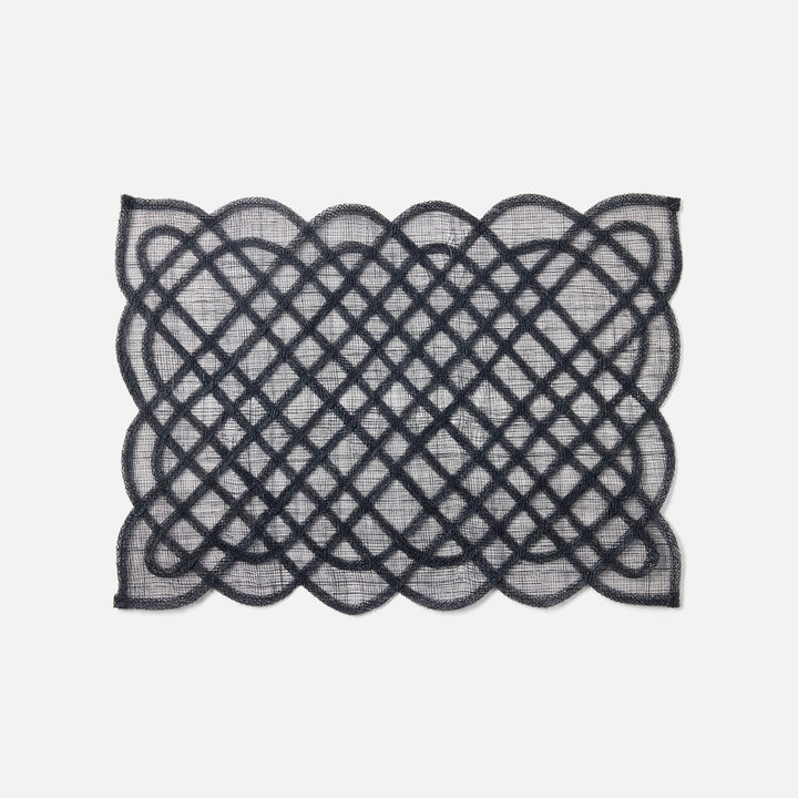 Ines Navy Woven Rectangular Placemat Abaca Pack/4