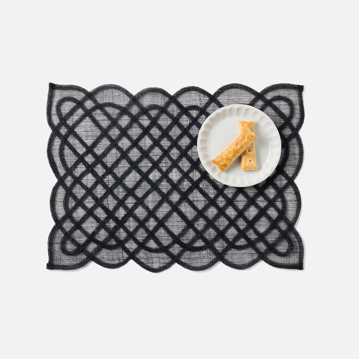 Ines Navy Woven Rectangular Placemat Abaca Pack/4