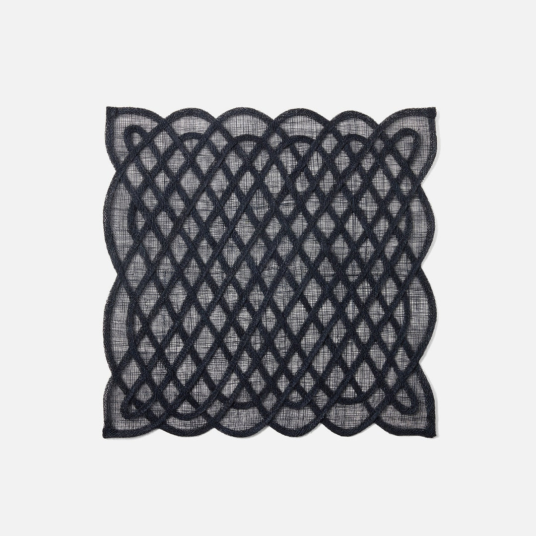 Ines Navy Woven Square Placemat Abaca Pack/4