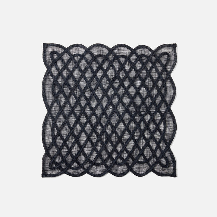 Ines Navy Woven Square Placemat Abaca Pack/4