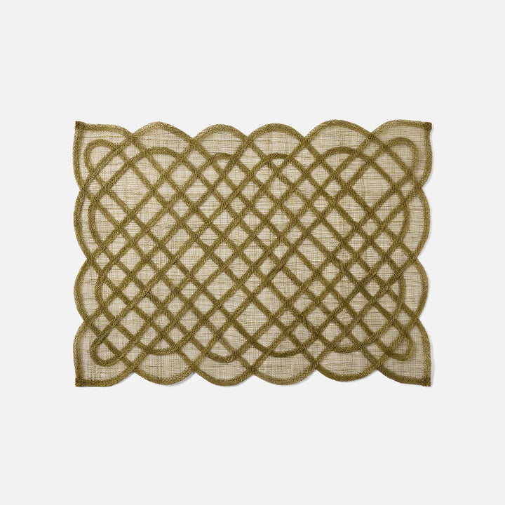 Ines Olive Woven Rectangular Placemat Abaca Pack/4