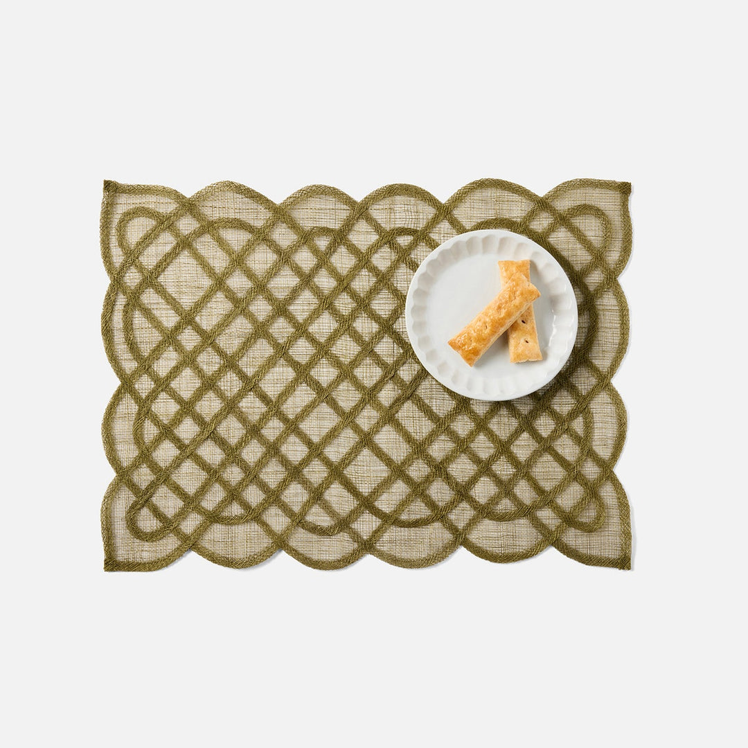 Ines Olive Woven Rectangular Placemat Abaca Pack/4