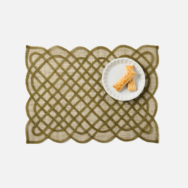 Ines Olive Woven Rectangular Placemat Abaca Pack/4