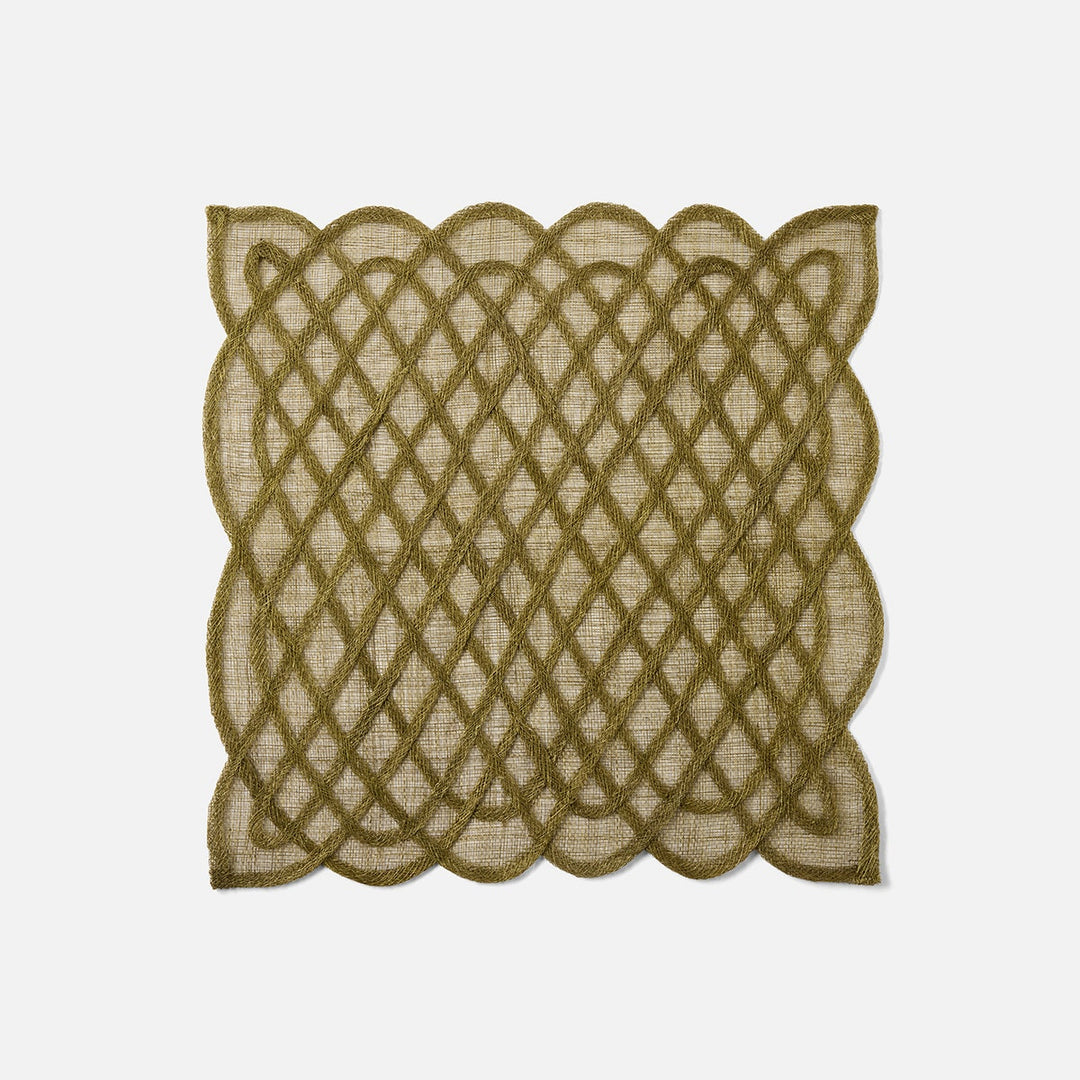 Ines Olive Woven Square Placemat Abaca Pack/4