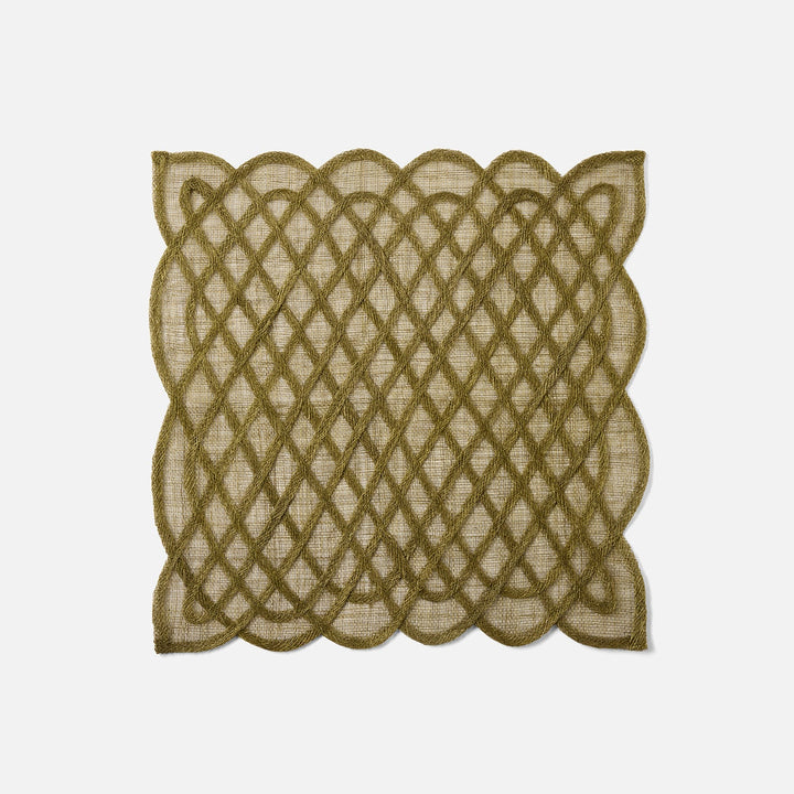 Ines Olive Woven Square Placemat Abaca Pack/4
