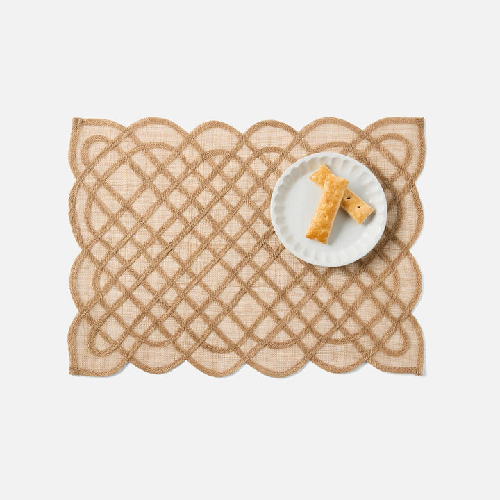 Ines Toasted Almond Woven Rectangular Placemat Abaca Pack/4