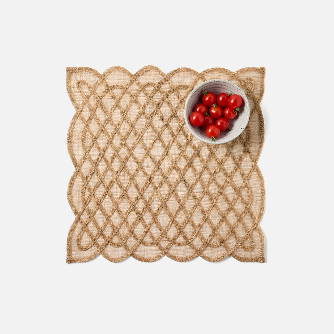 Ines Toasted Almond Woven Square Placemat Abaca Pack/4