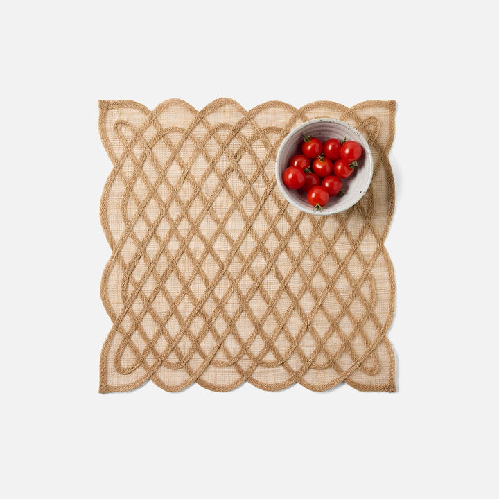Ines Toasted Almond Woven Square Placemat Abaca Pack/4
