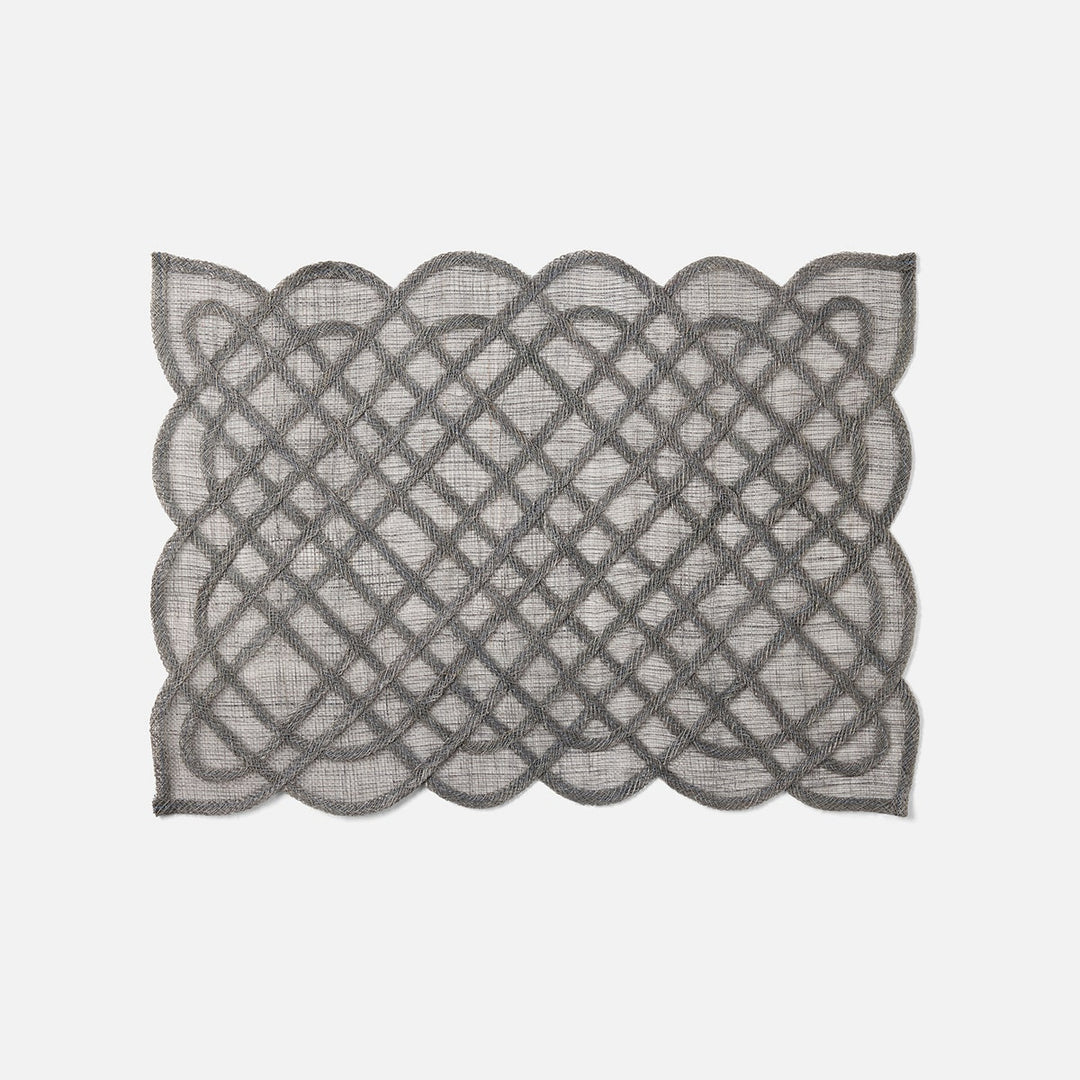 Ines Titanium Woven Rectangular Placemat Abaca Pack/4