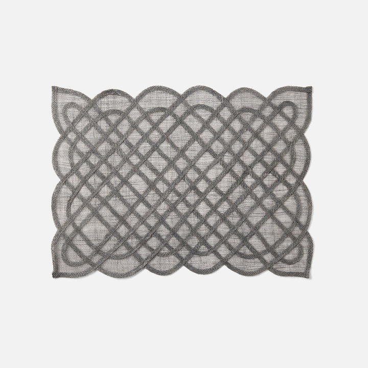 Ines Titanium Woven Rectangular Placemat Abaca Pack/4