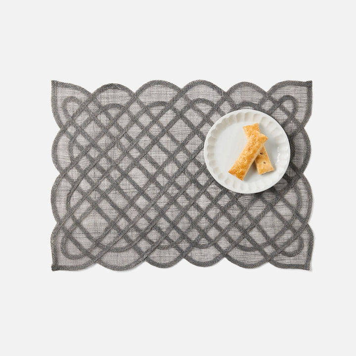 Ines Titanium Woven Rectangular Placemat Abaca Pack/4