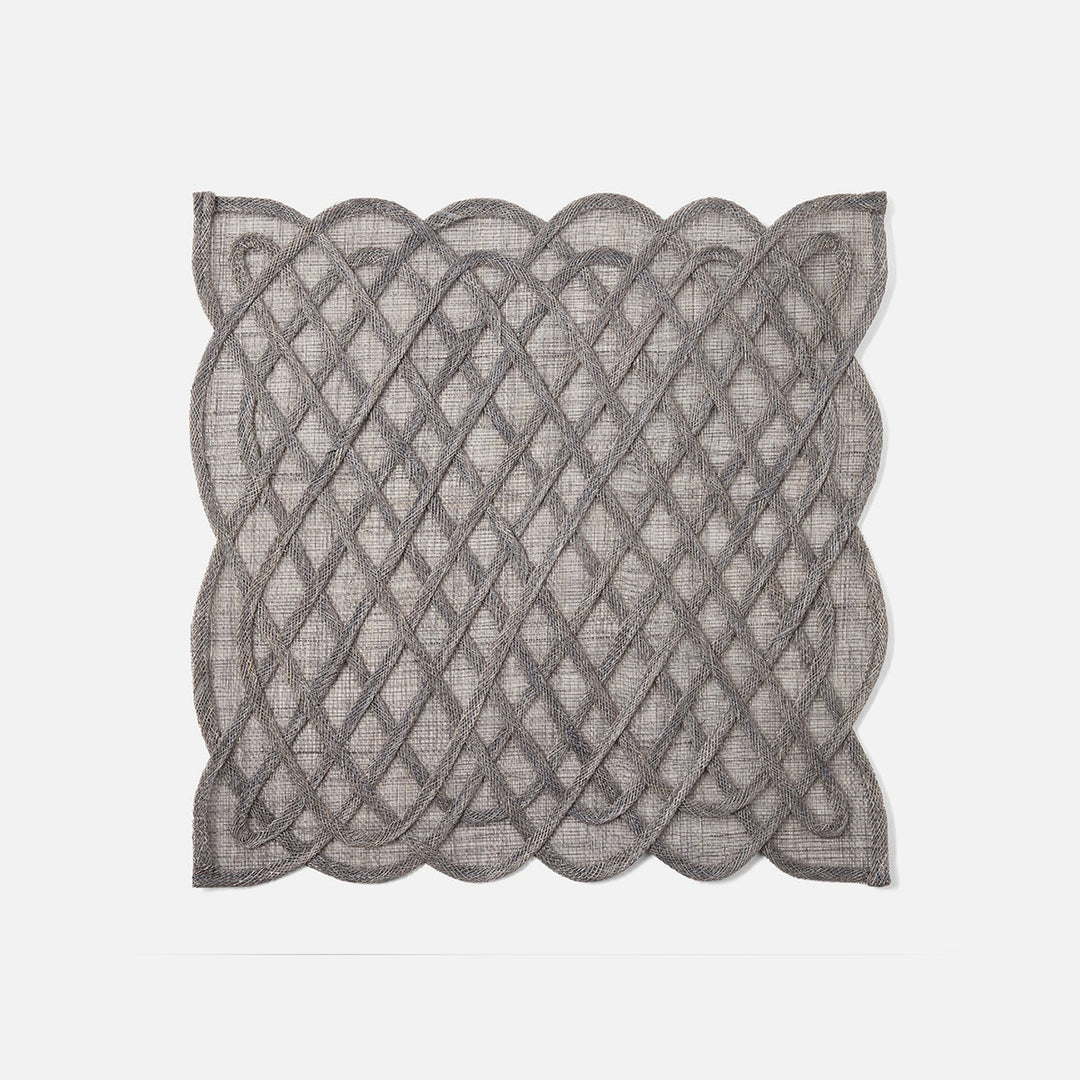 Ines Titanium Woven Square Placemat Abaca Pack/4
