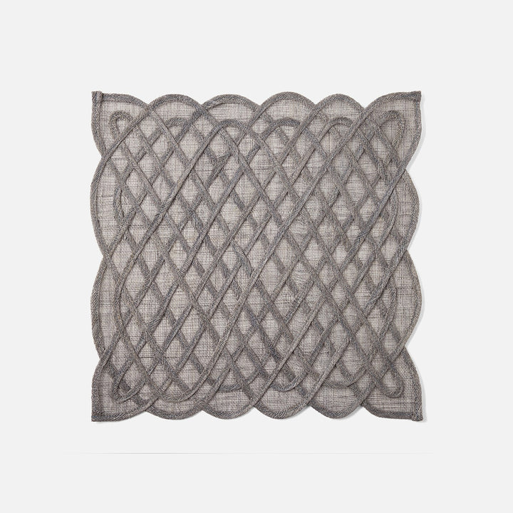 Ines Titanium Woven Square Placemat Abaca Pack/4