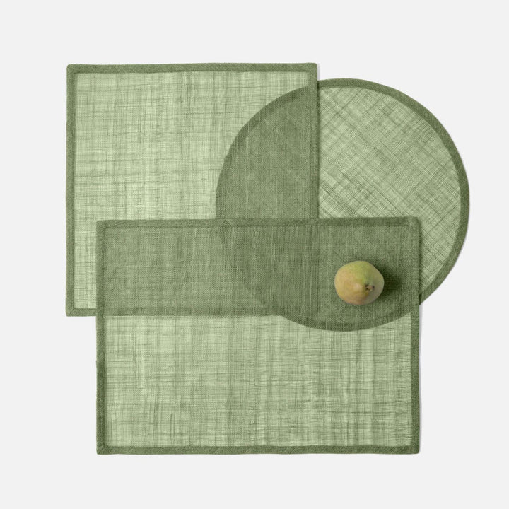 June Green Quartz Square Placemat Abaca Pack/4