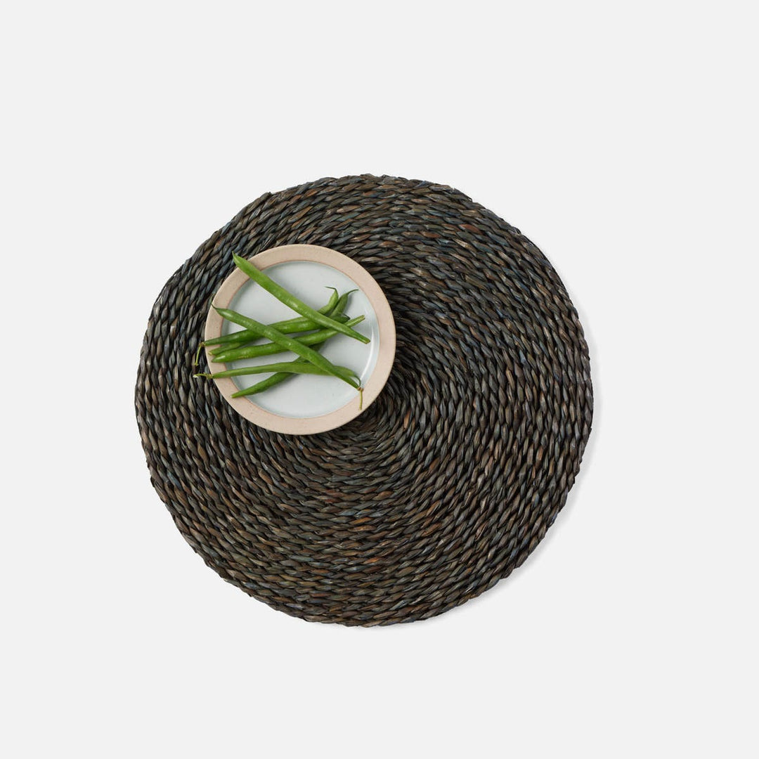 Lucian Charcoal Seagrass Round Placemat Pack/4