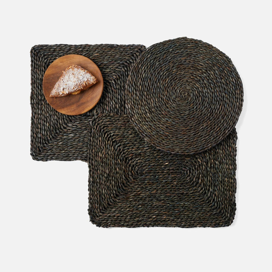 Lucian Charcoal Seagrass Square Placemat Pack/4