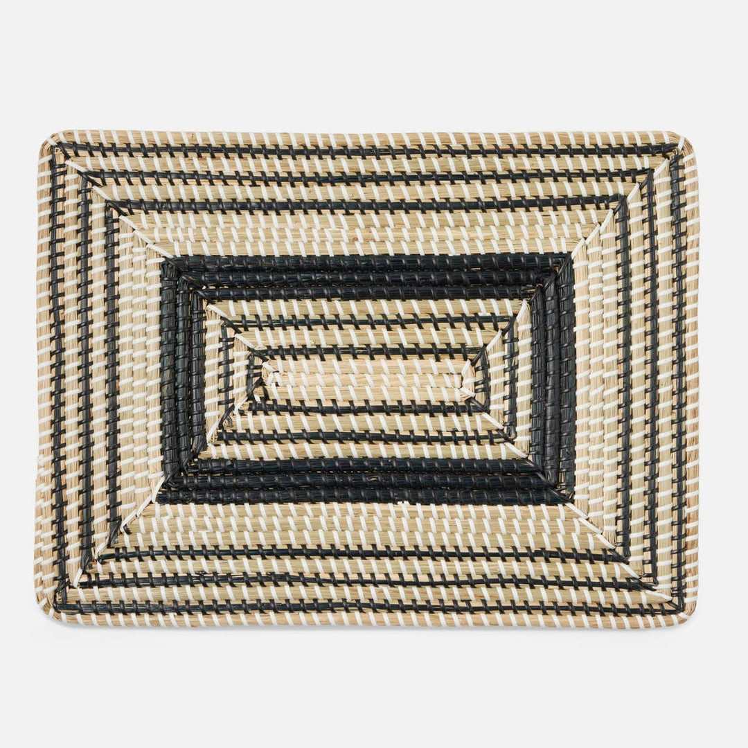Odelia Black/Natural Rectangular Placemat Seagrass Pack/4