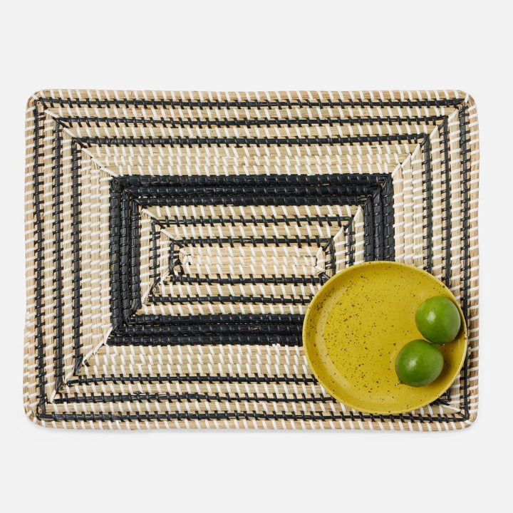 Odelia Black/Natural Rectangular Placemat Seagrass Pack/4