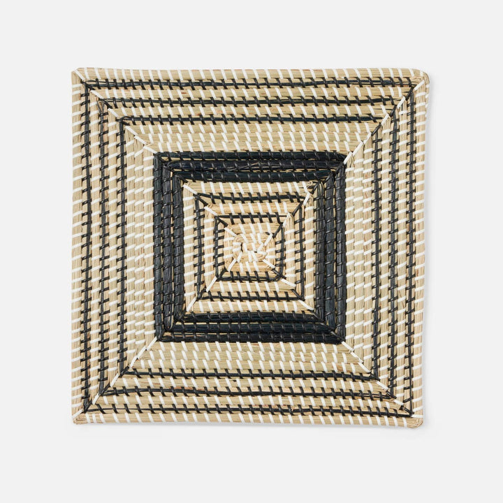 Odelia Black/Natural Square Placemat Seagrass Pack/4