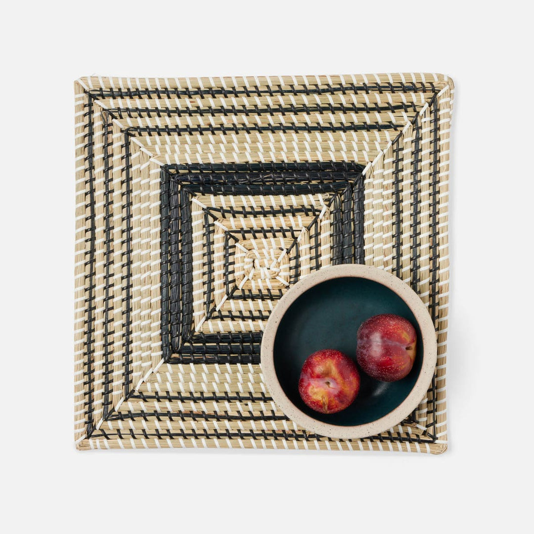 Odelia Black/Natural Square Placemat Seagrass Pack/4