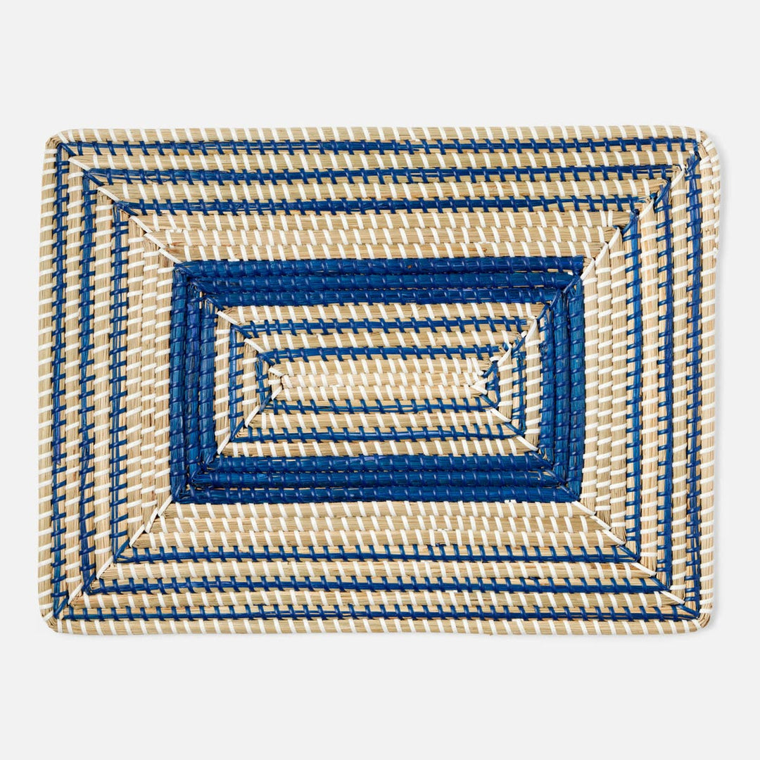 Odelia Dark Blue/Natural Rectangular Placemat Seagrass Pack/4