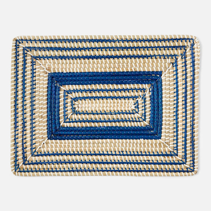 Odelia Dark Blue/Natural Rectangular Placemat Seagrass Pack/4
