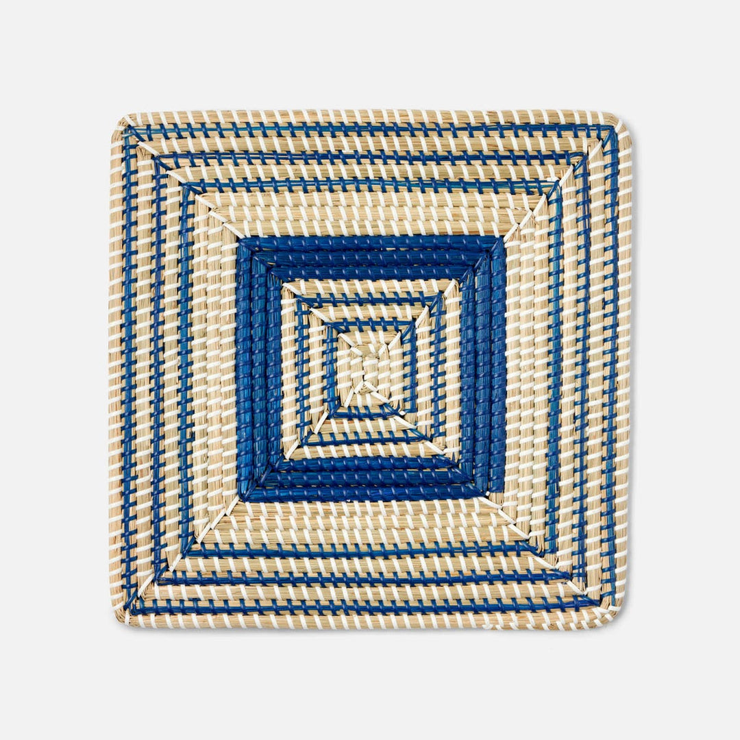 Odelia Dark Blue/Natural Square Placemat Seagrass Pack/4