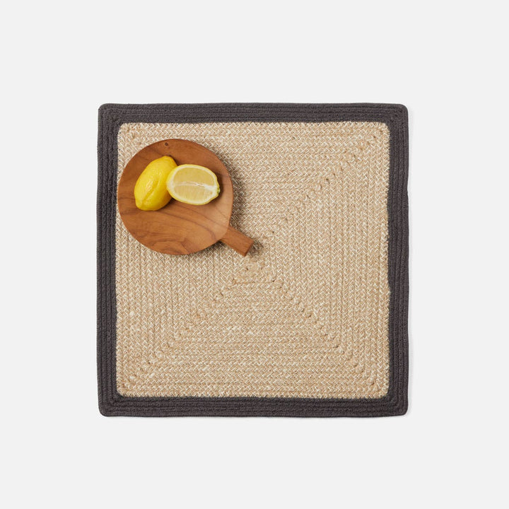 Shia Dark Gray Square Placemat Jute/Cotton Mix Pack/4