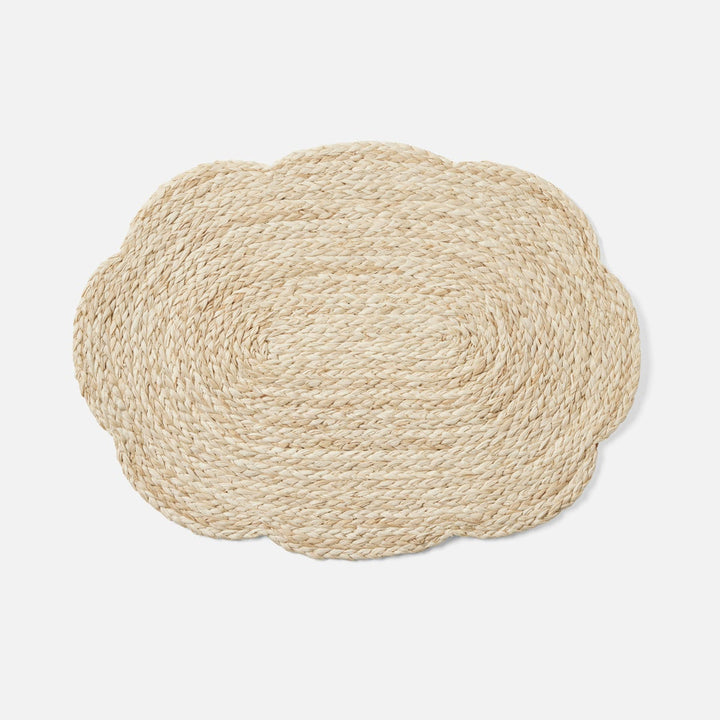 Vera Bleached Flower Oval Placemat Raffia Pack/4