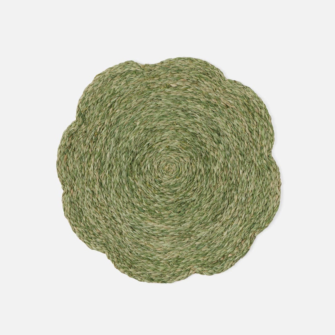 Vera Pale Green Flower Placemat Raffia Pack/4