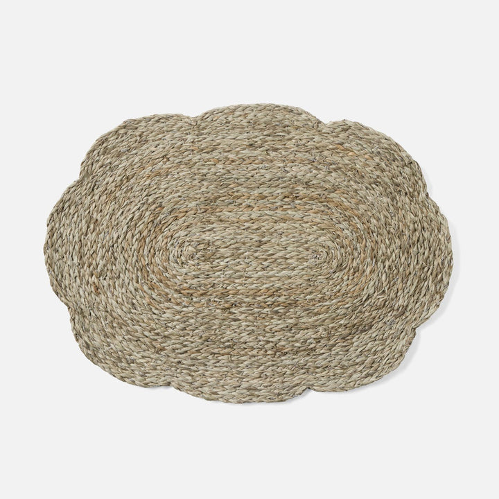 Vera Mixed Gray Flower Oval Placemat Raffia Pack/4