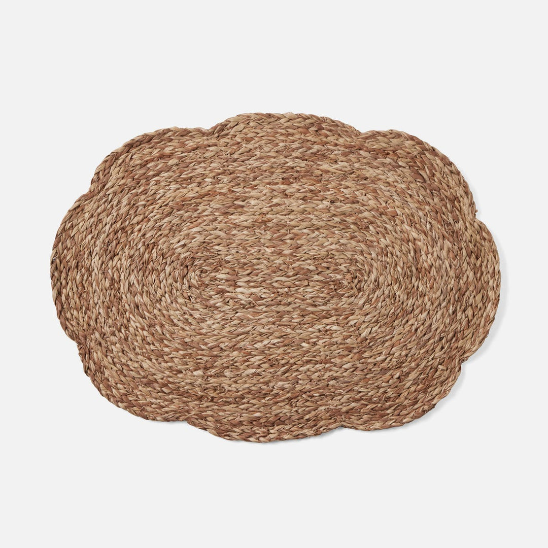 Vera Mixed Taupe Flower Oval Placemat Raffia Pack/4