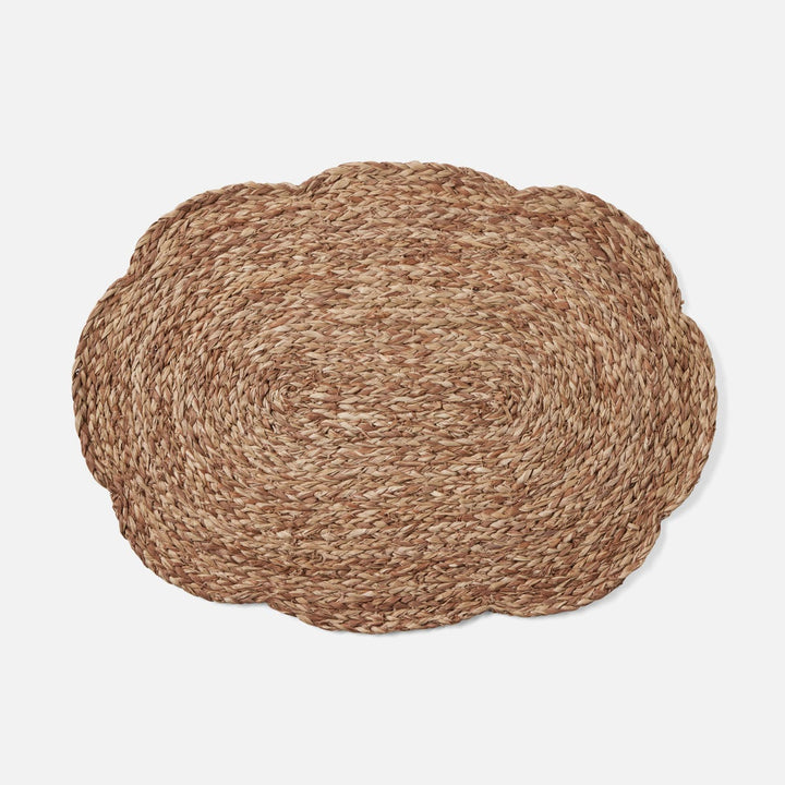 Vera Mixed Taupe Flower Oval Placemat Raffia Pack/4