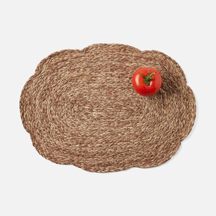 Vera Mixed Taupe Flower Oval Placemat Raffia Pack/4