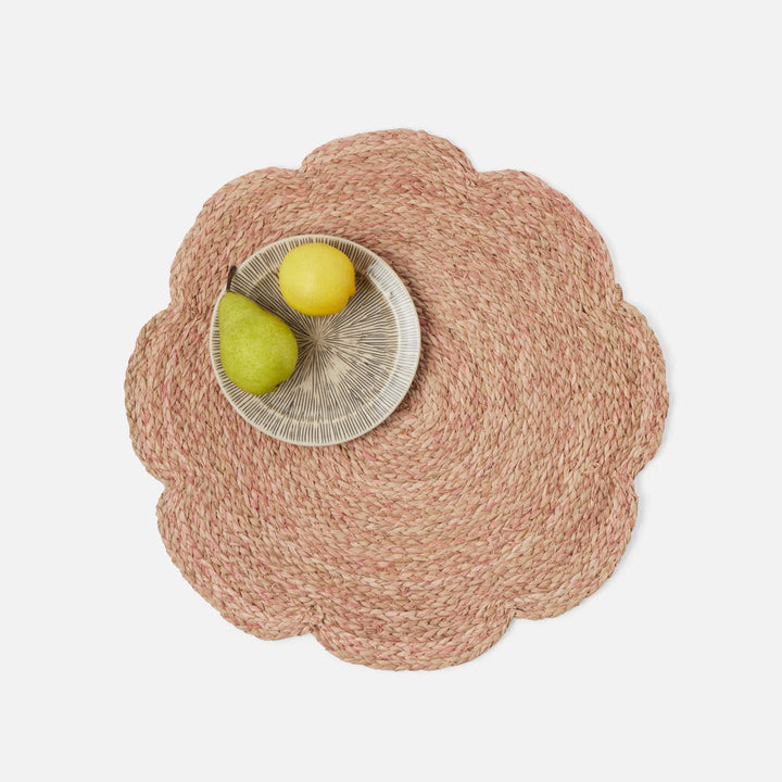 Vera Light Pink Flower Placemat Raffia Pack/4