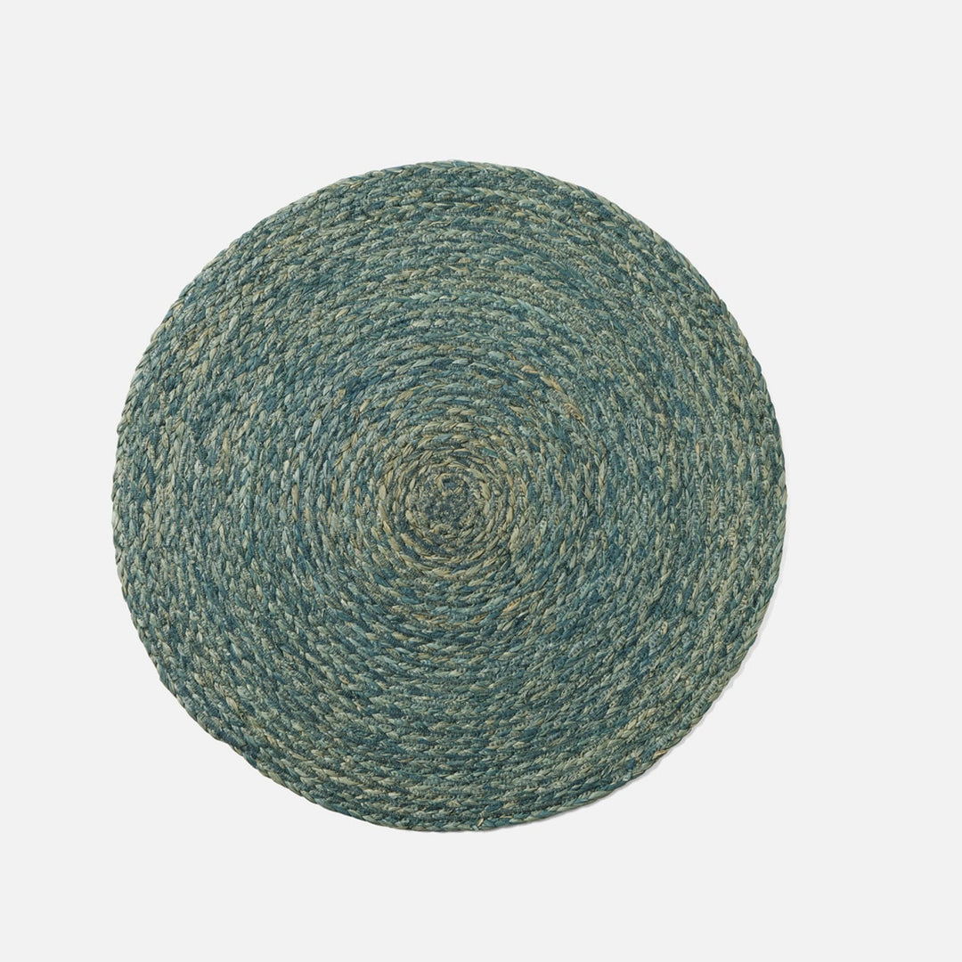 Zoey Teal Round Placemat Raffia Pack/4