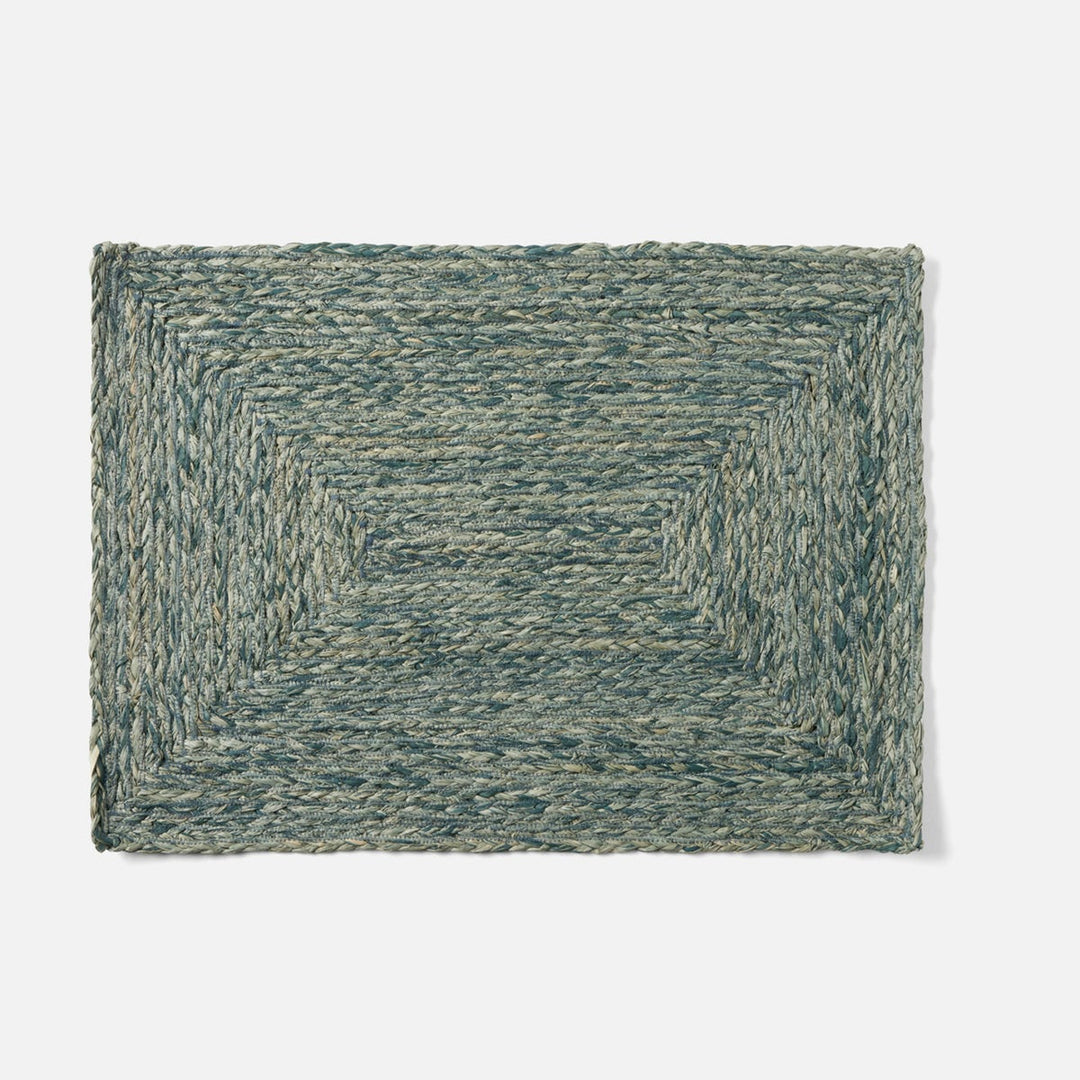 Zoey Teal Rectangular Placemat Raffia Pack/4